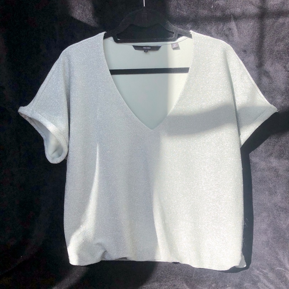 VERO MODA Silver Sparkly Tinsel Chic Top